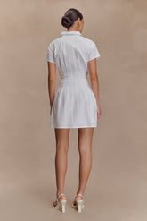 Aysha Buttoned Linen Mini Dress - White